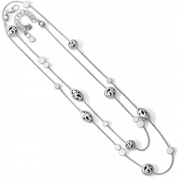 Brighton Contempo Long Station Chain Necklace Scrolled Silver Plate 38" Retired - Picture 1 of 4